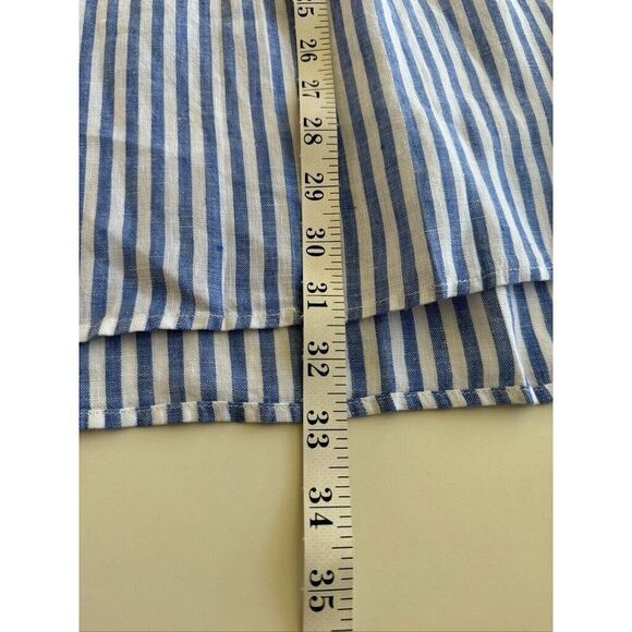 L.L. Bean Womens Size XL 100% Linen Blue Stripe Shirt Tunic Round Collar Preppy - Picture 8 of 8